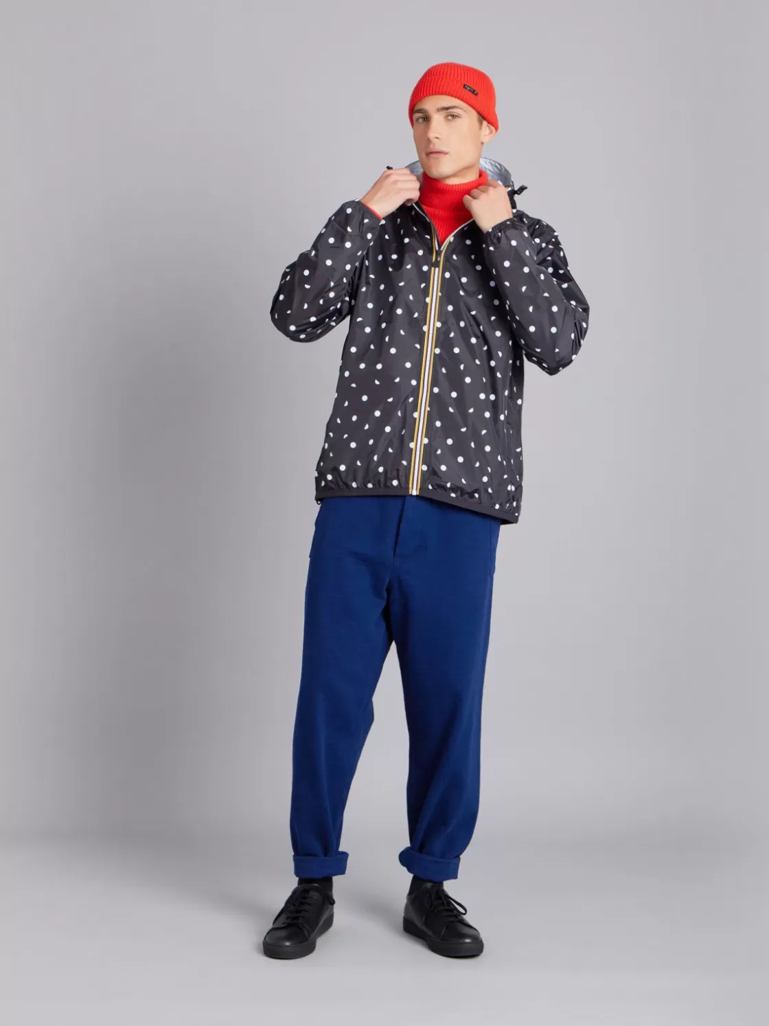 Women agnès b. Jackets & Coats | Jackets & Coats<Black Polka Dot Unisex X K-way Claude Parka