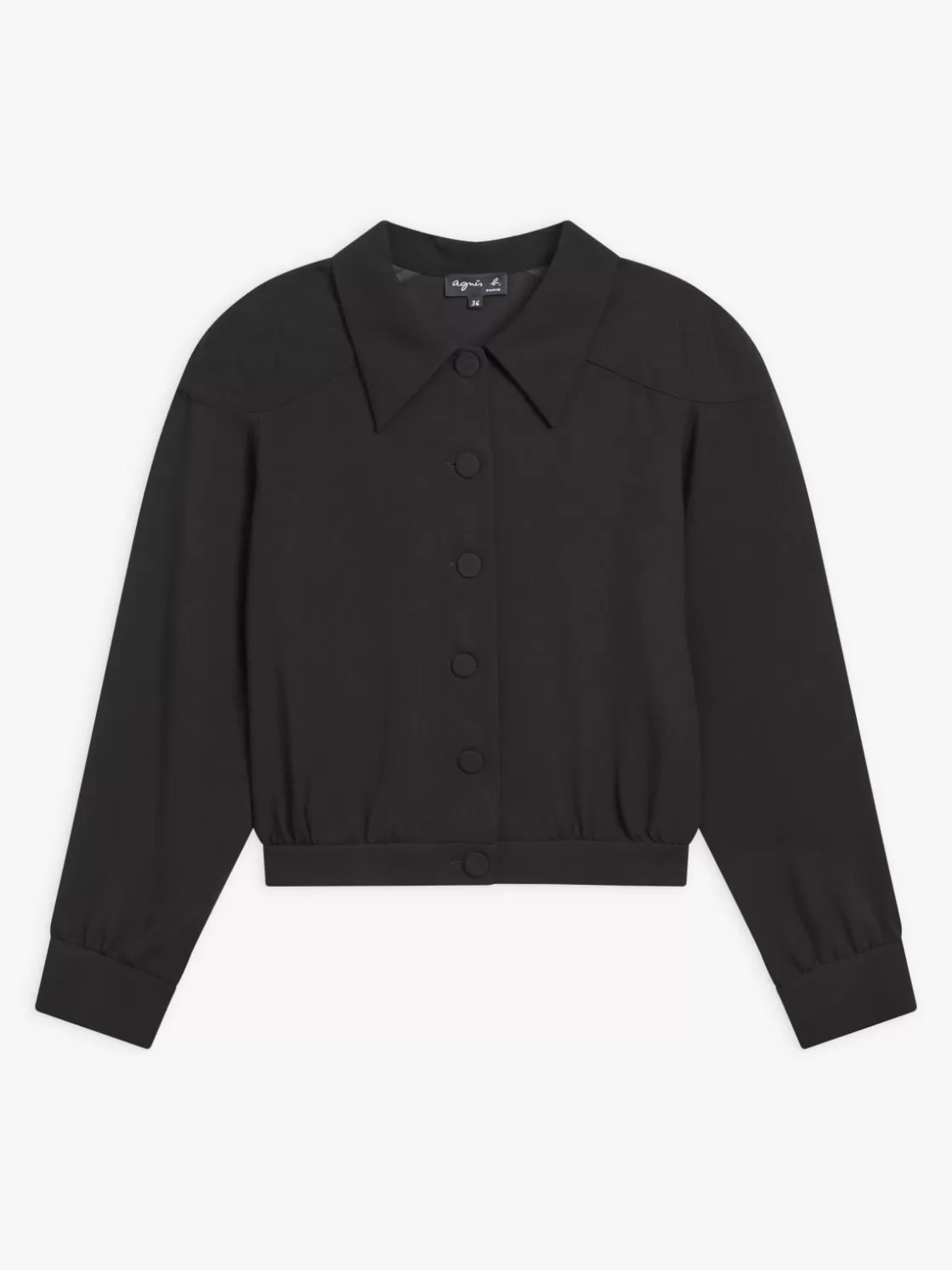 Women agnès b. Tops & Shirts<Black Quilted Shoulders Shirt