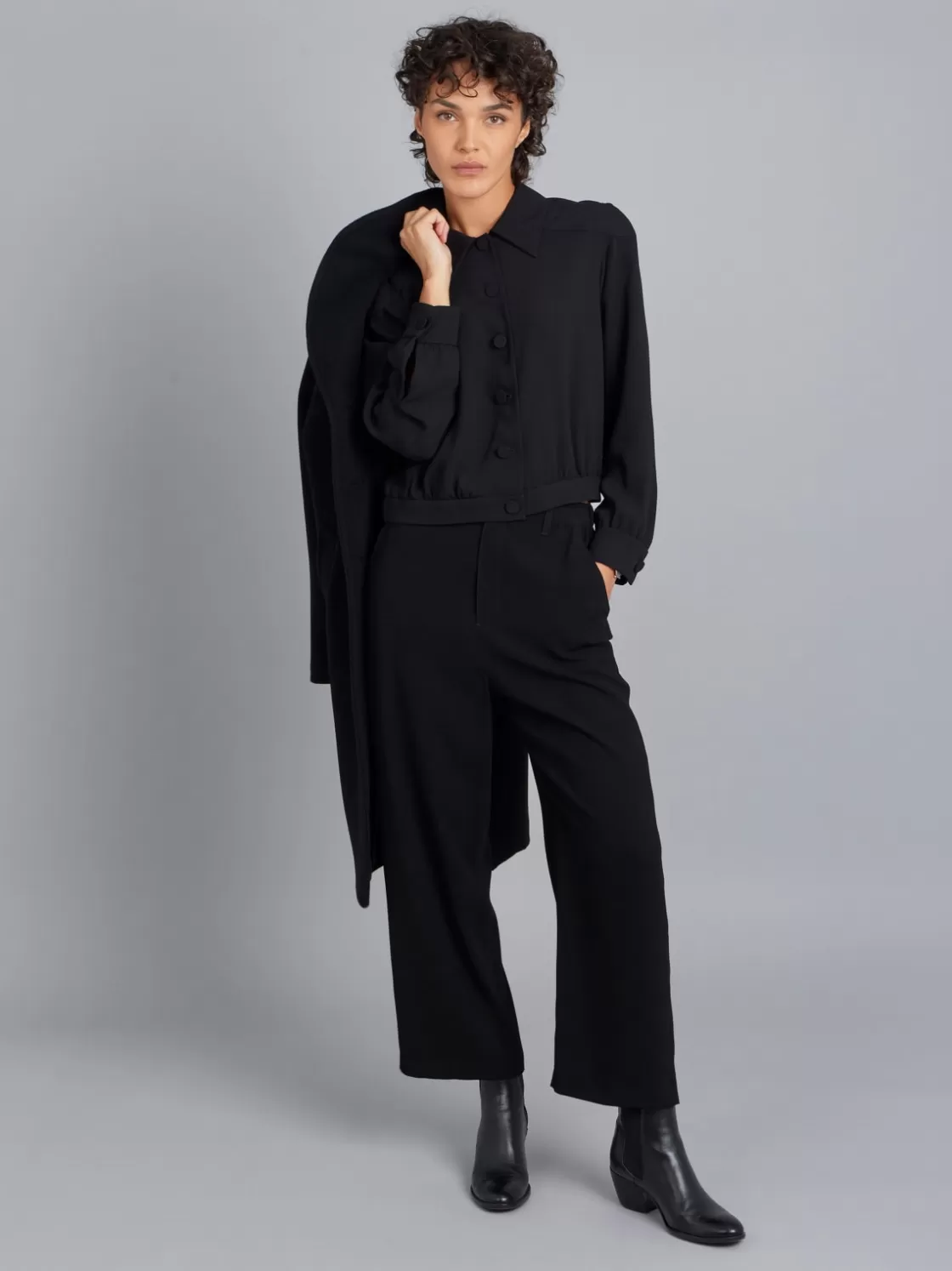 Women agnès b. Tops & Shirts<Black Quilted Shoulders Shirt