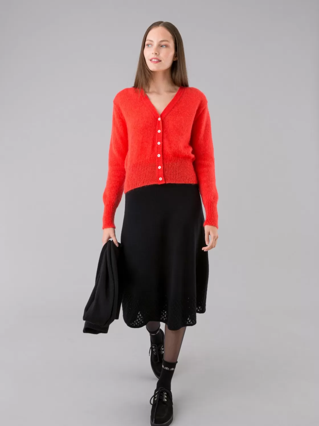 Women agnès b. Skirts & Shorts<Black Skirt In Merino Wool Jersey And Cashmere