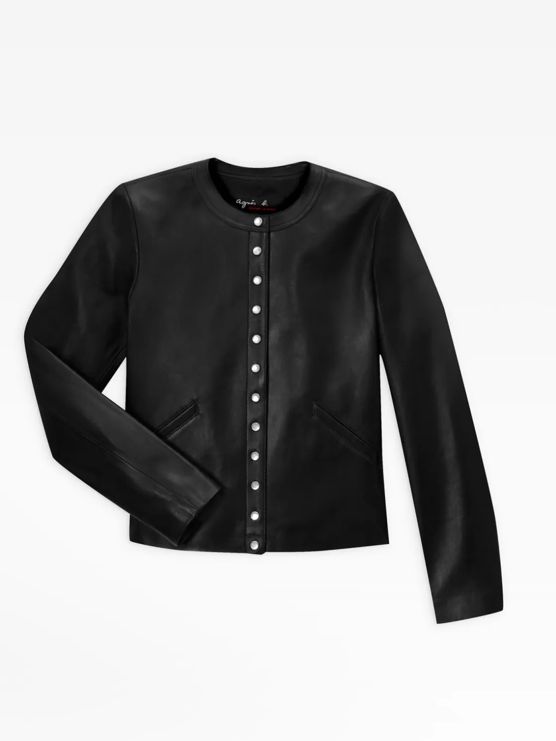 Women agnès b. Cardigans<Black Snap Lambskin Cardigan