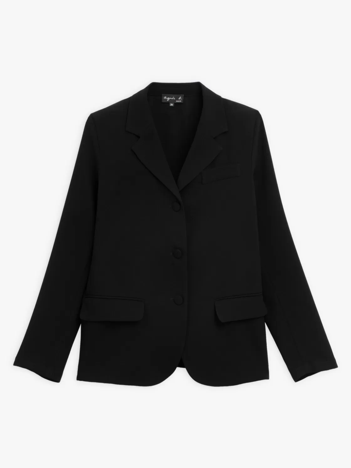 Women agnès b. Jackets & Coats<Black Unlined Crepe Jacket