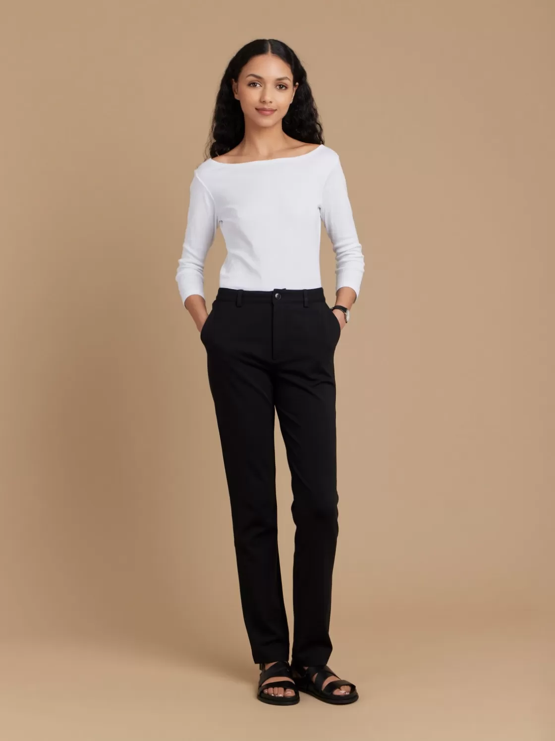 Women agnès b. Pants & Jeans<Black Viscose Man Pants