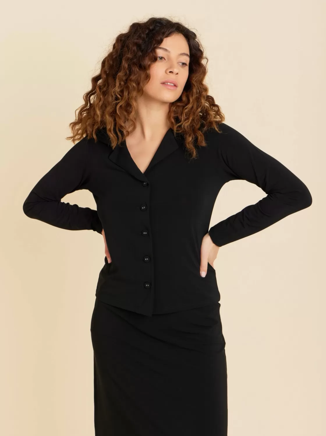 Women agnès b. Tops & Shirts<Black Viscose New Cubana Shirt