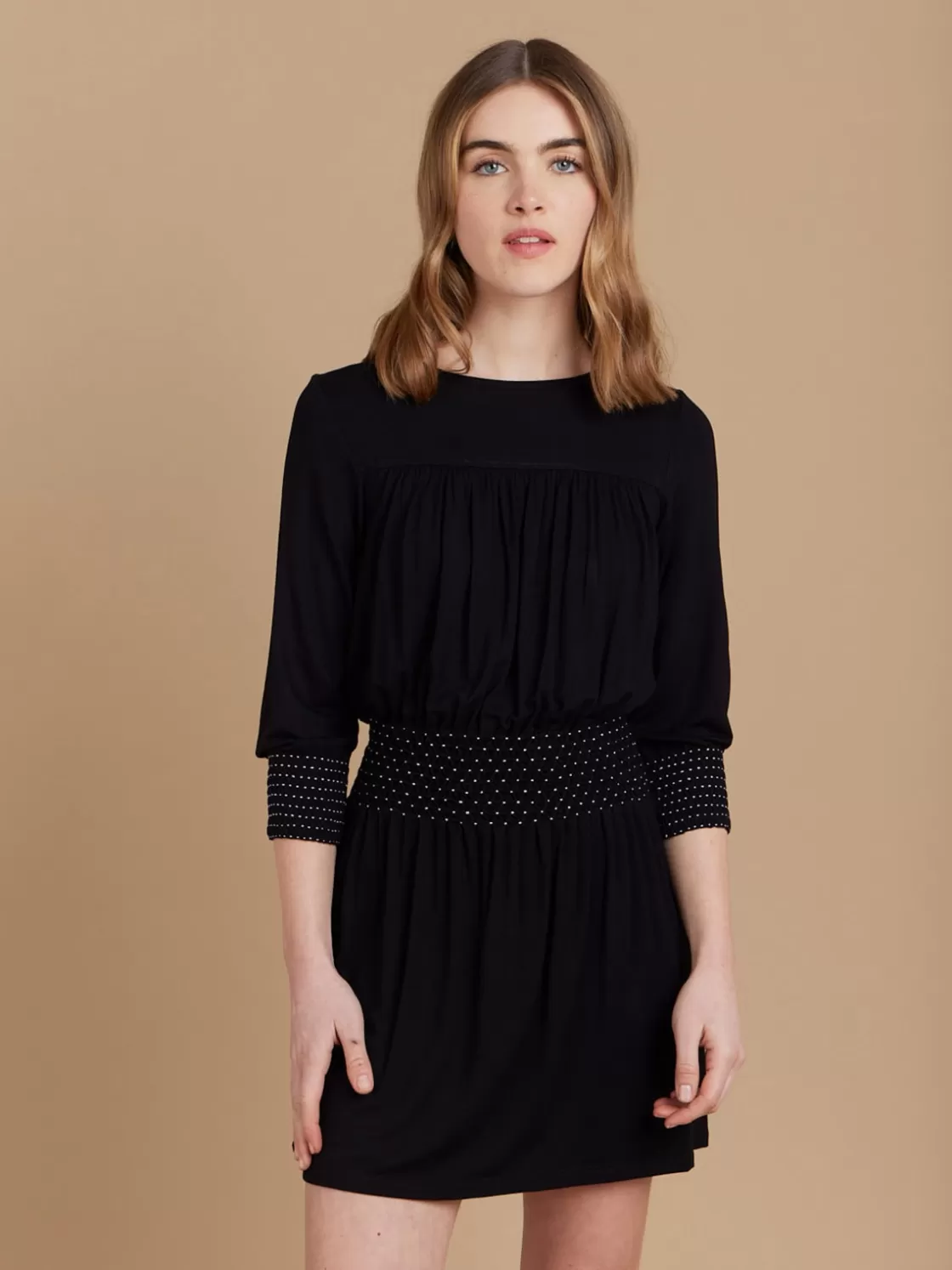 Women agnès b. Dresses<Black Viscose Short Carry Dress