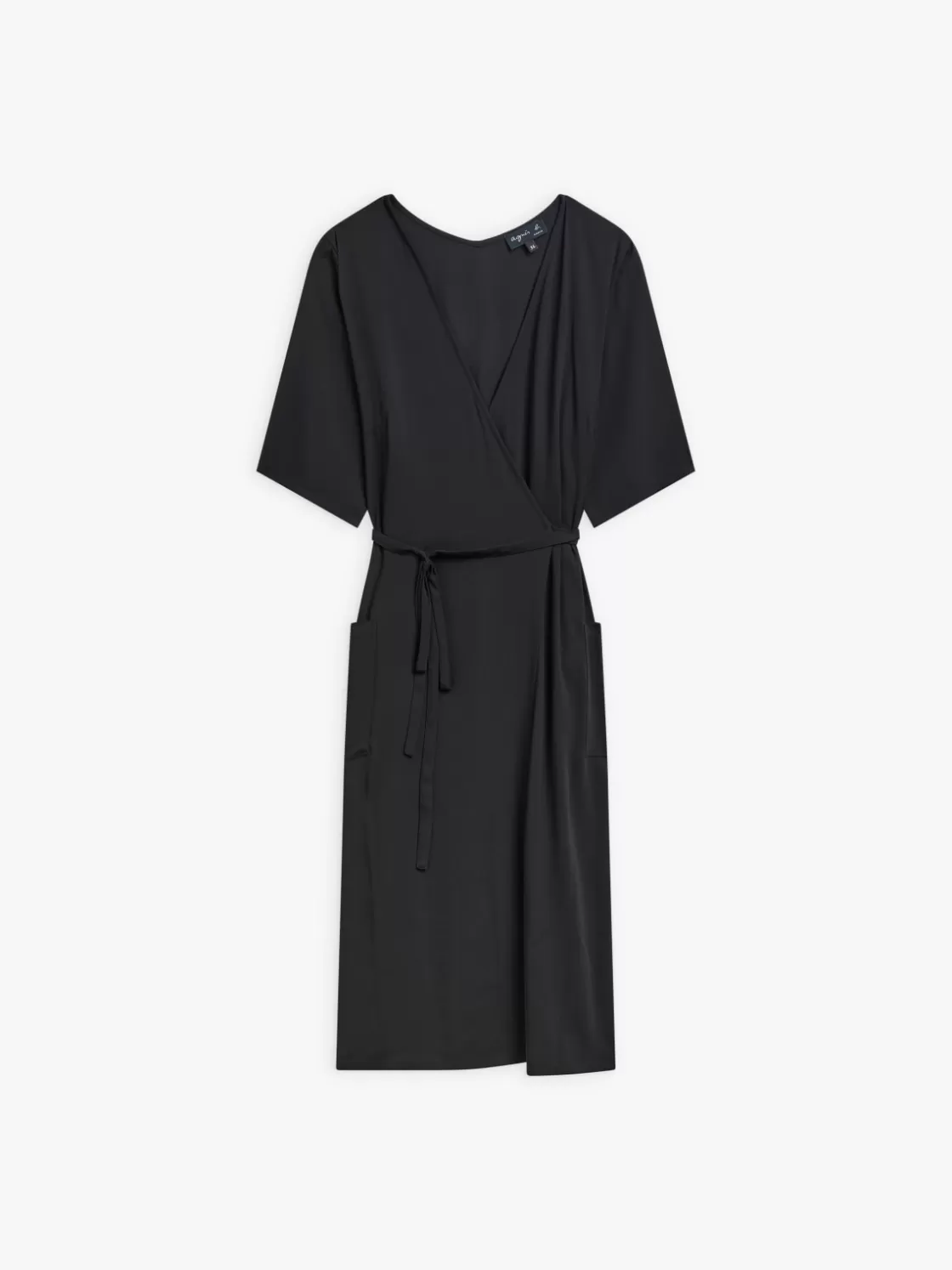 Women agnès b. Dresses<Black V-neck Wrap Dress