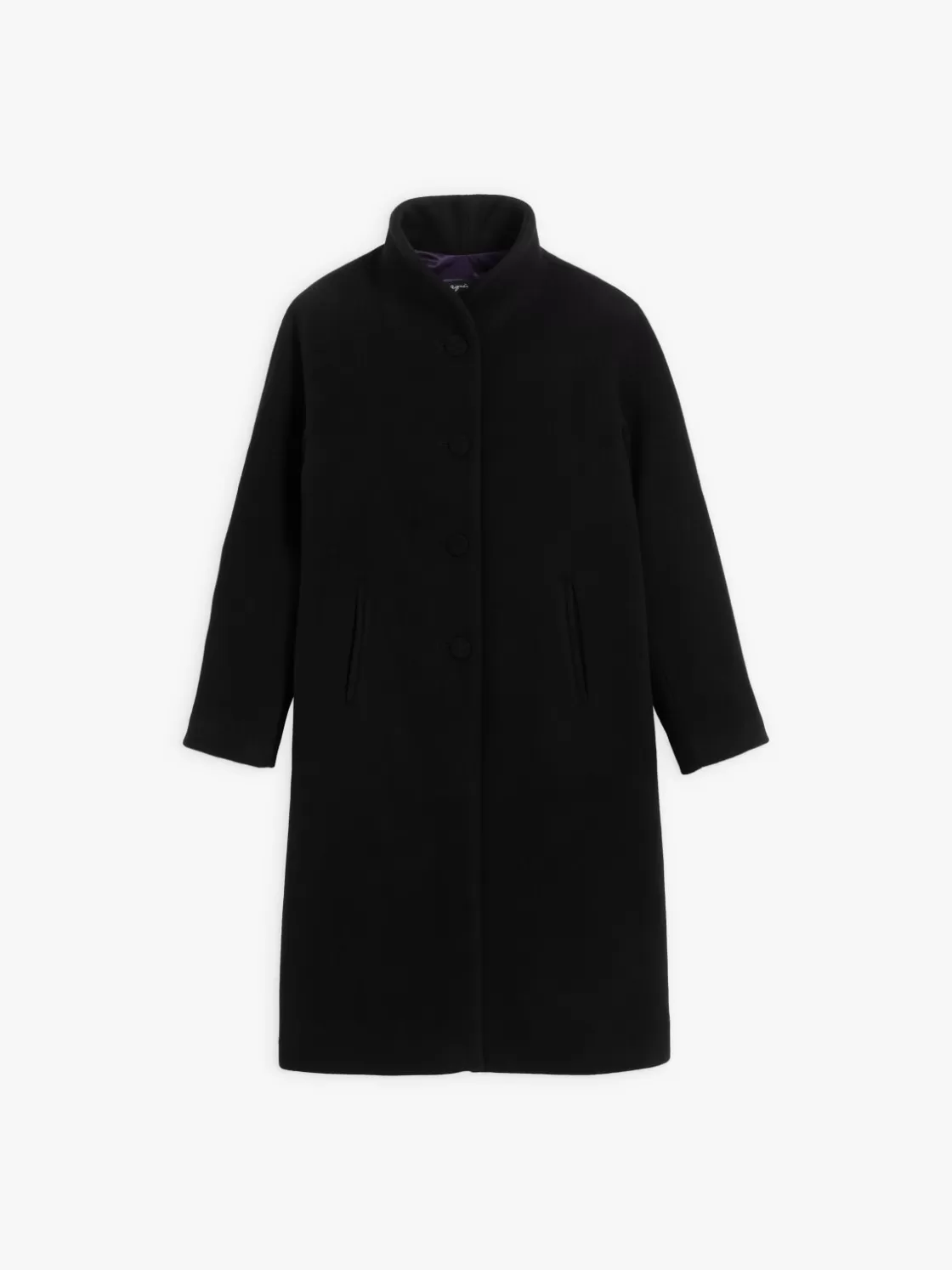 Women agnès b. Jackets & Coats<Black Wool Cashmere Leicester Coat