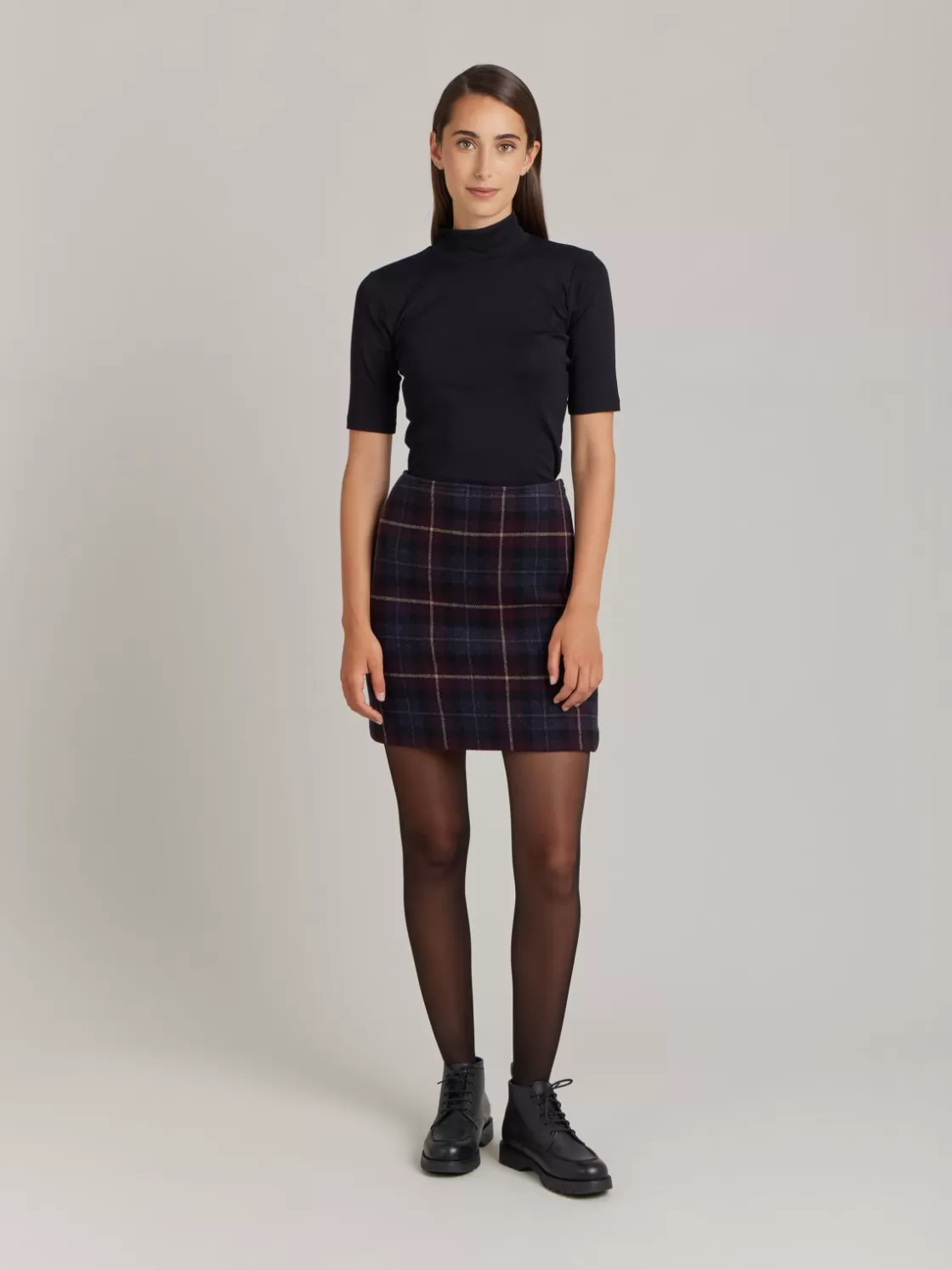 Women agnès b. Skirts & Shorts<Black Wool Checked Erin Skirt