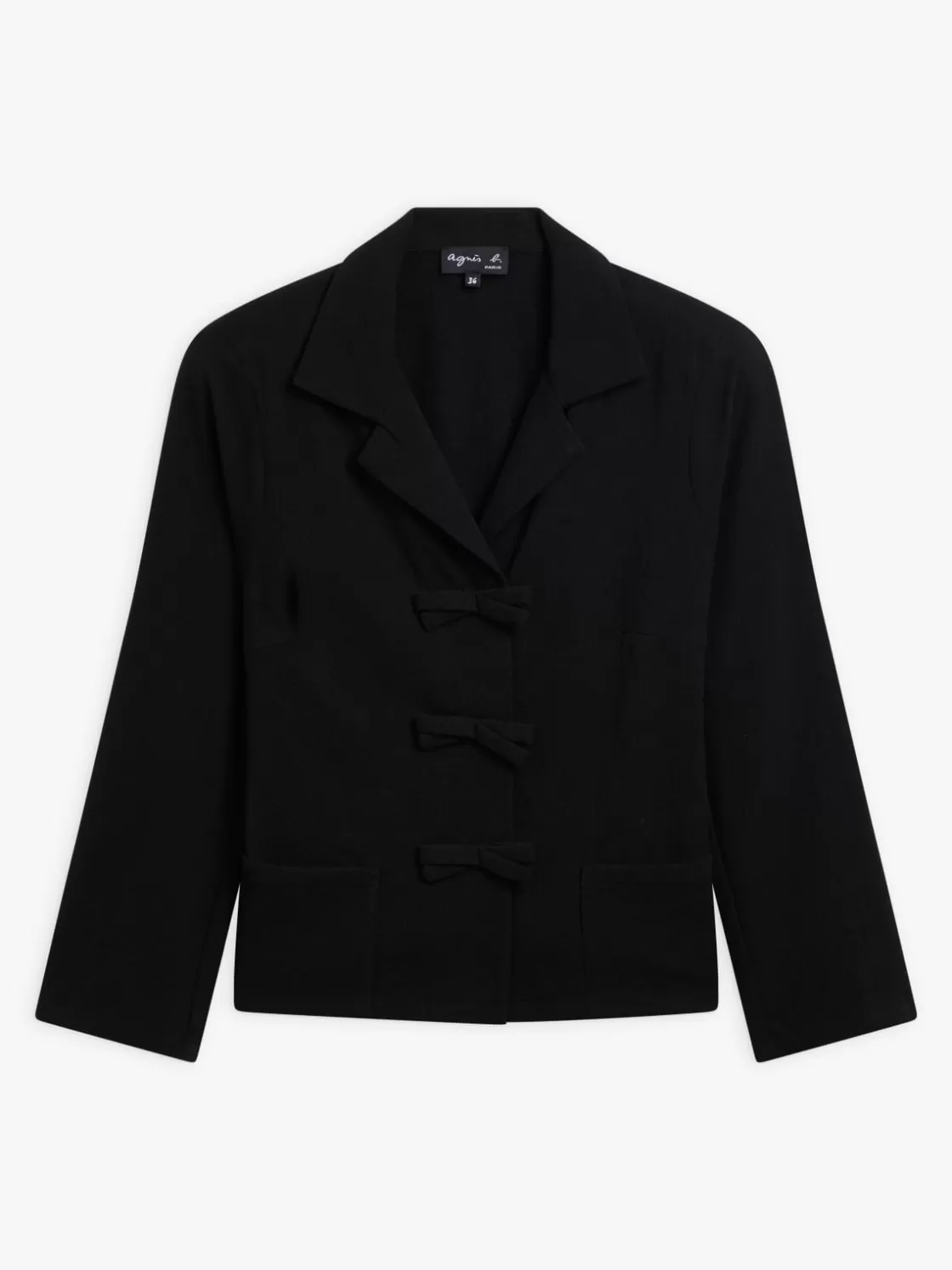 Women agnès b. Jackets & Coats<Black Wool Crêpe Jacket