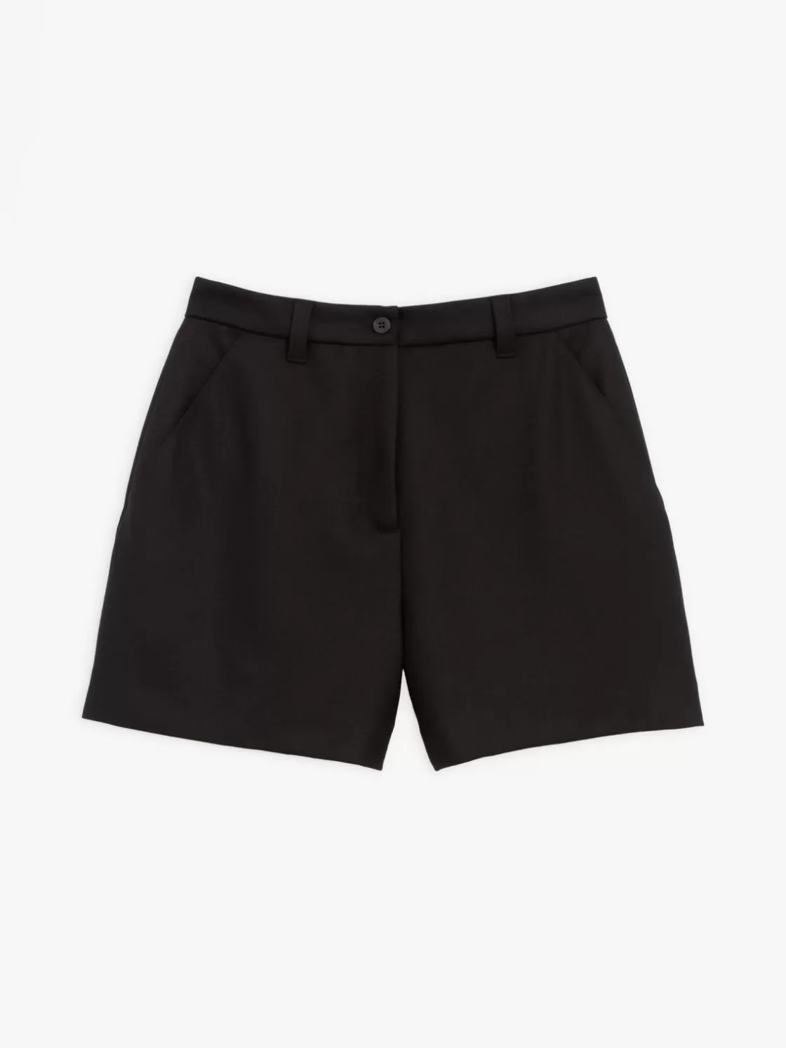 Women agnès b. Skirts & Shorts<Black Wool Gabardine Shorts