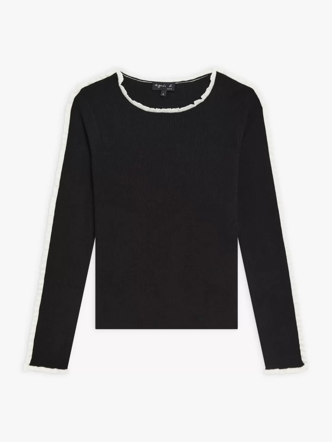 Women agnès b. Sweaters<Black Wool Ribbed Rigolo Sweater