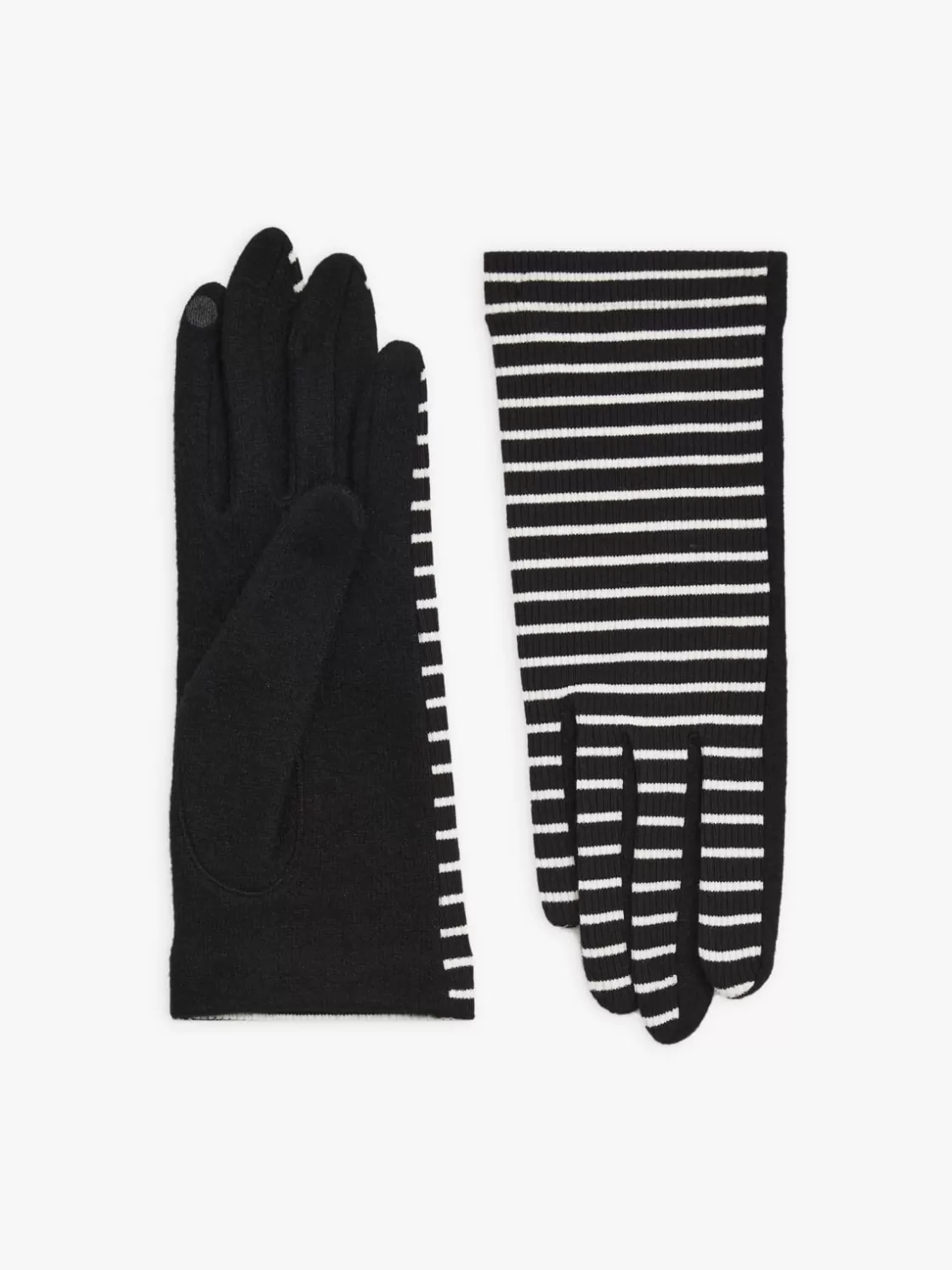 Women agnès b. Beanies & Gloves<Black Wool Stripes Gloves