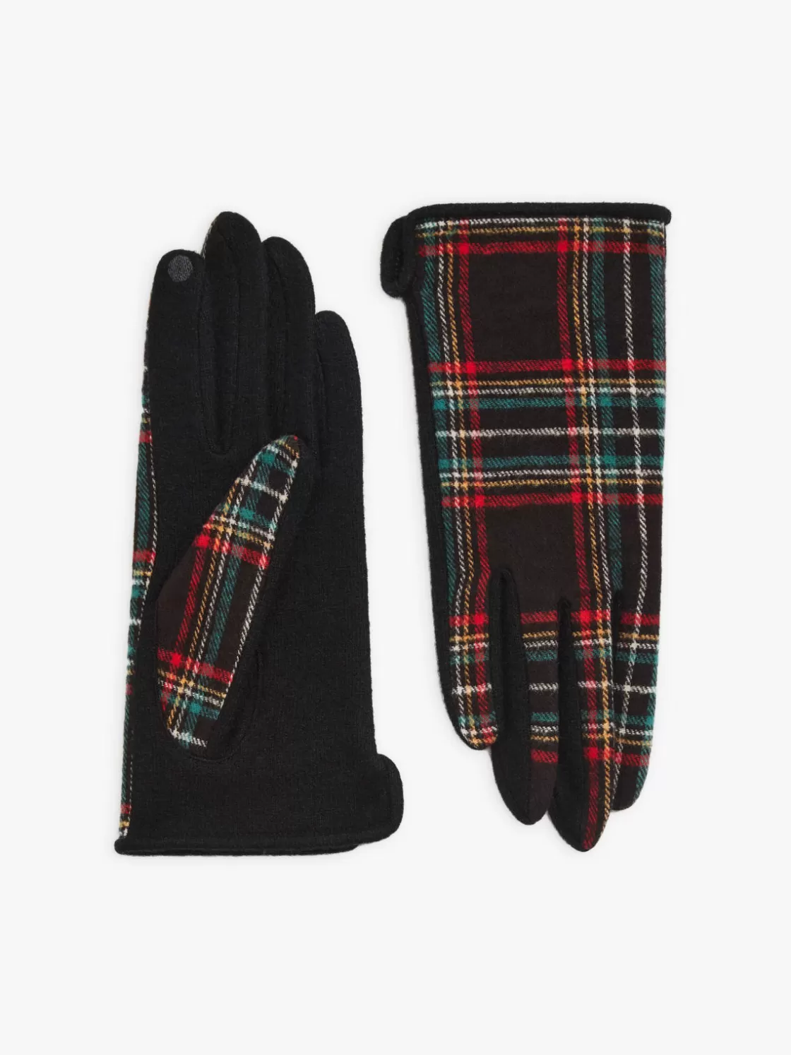 Women agnès b. Beanies & Gloves<Black Wool Tartan Gloves