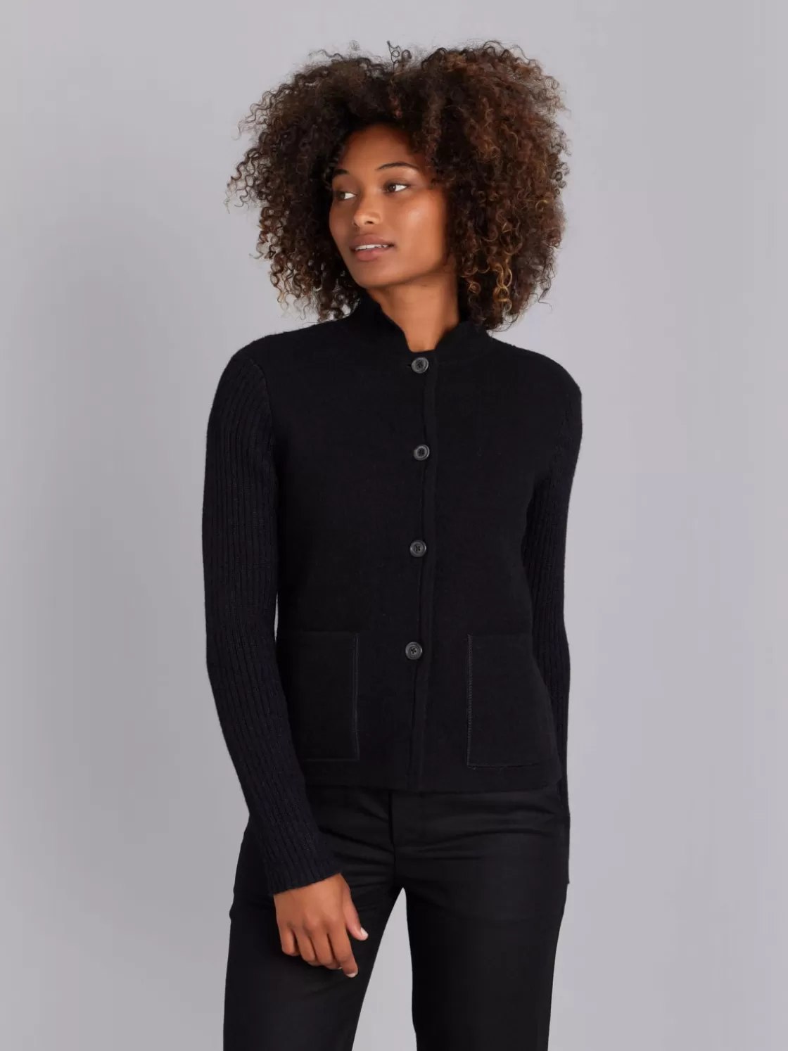 Women agnès b. Jackets & Coats<Black Woollen Jacket