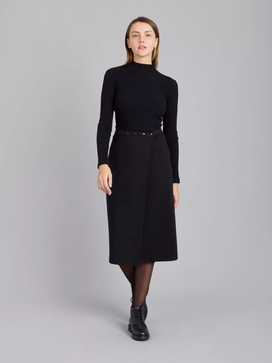 Women agnès b. Skirts & Shorts<Black Wrap Skirt With Snaps