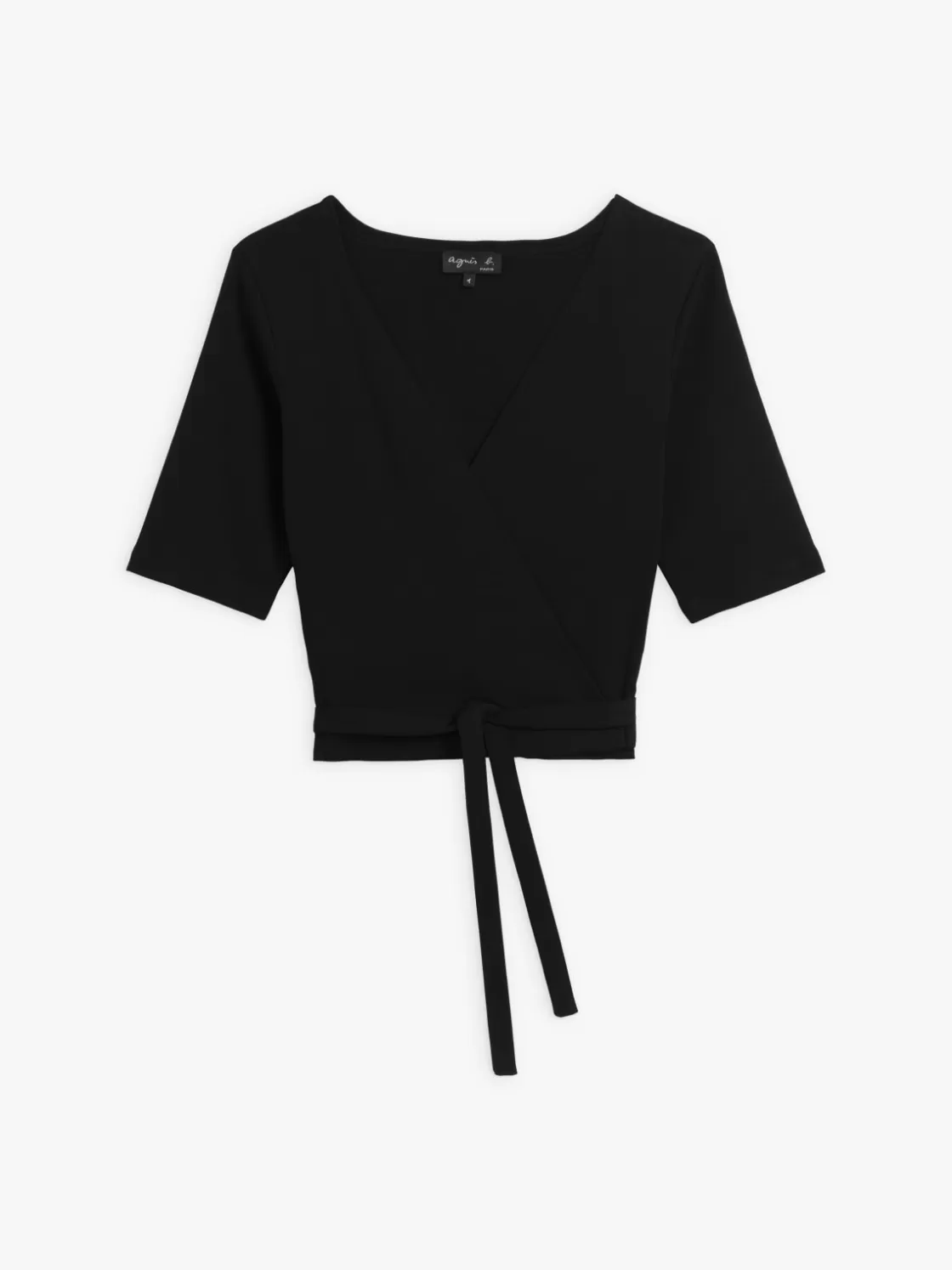 Women agnès b. T-Shirts & Tank Tops<Black Wrap-over Zenith Cotton Top