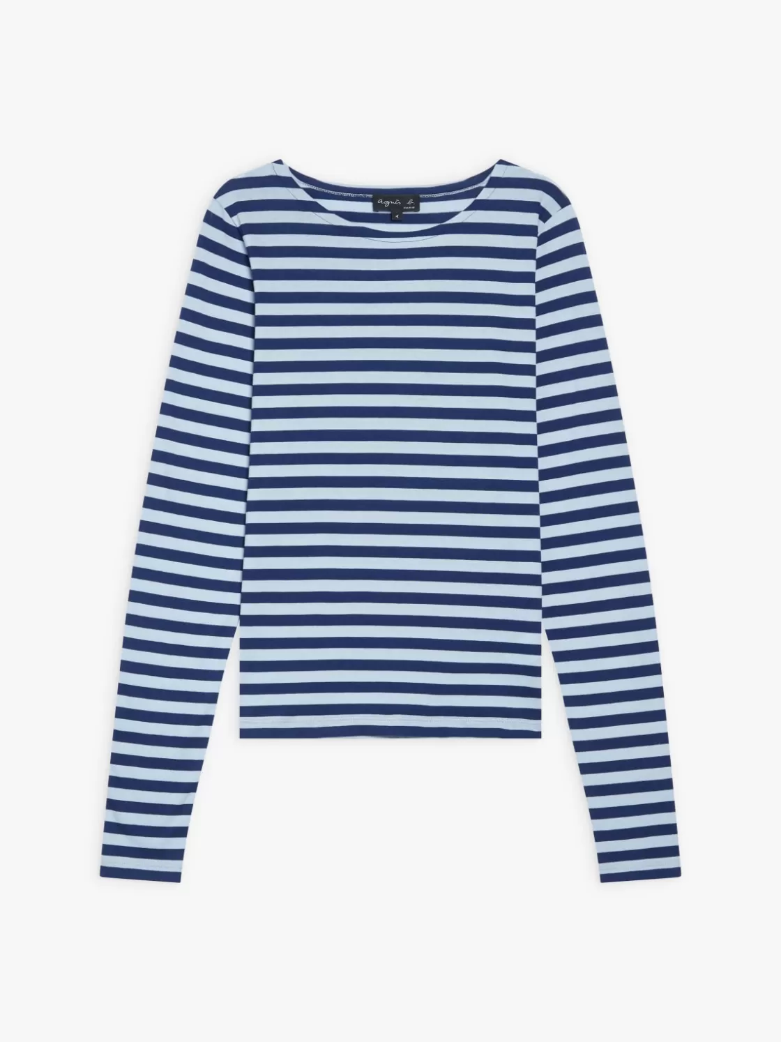 Women agnès b. T-Shirts & Tank Tops<Blue And Grey Cotton Striped Knoxy T-shirt