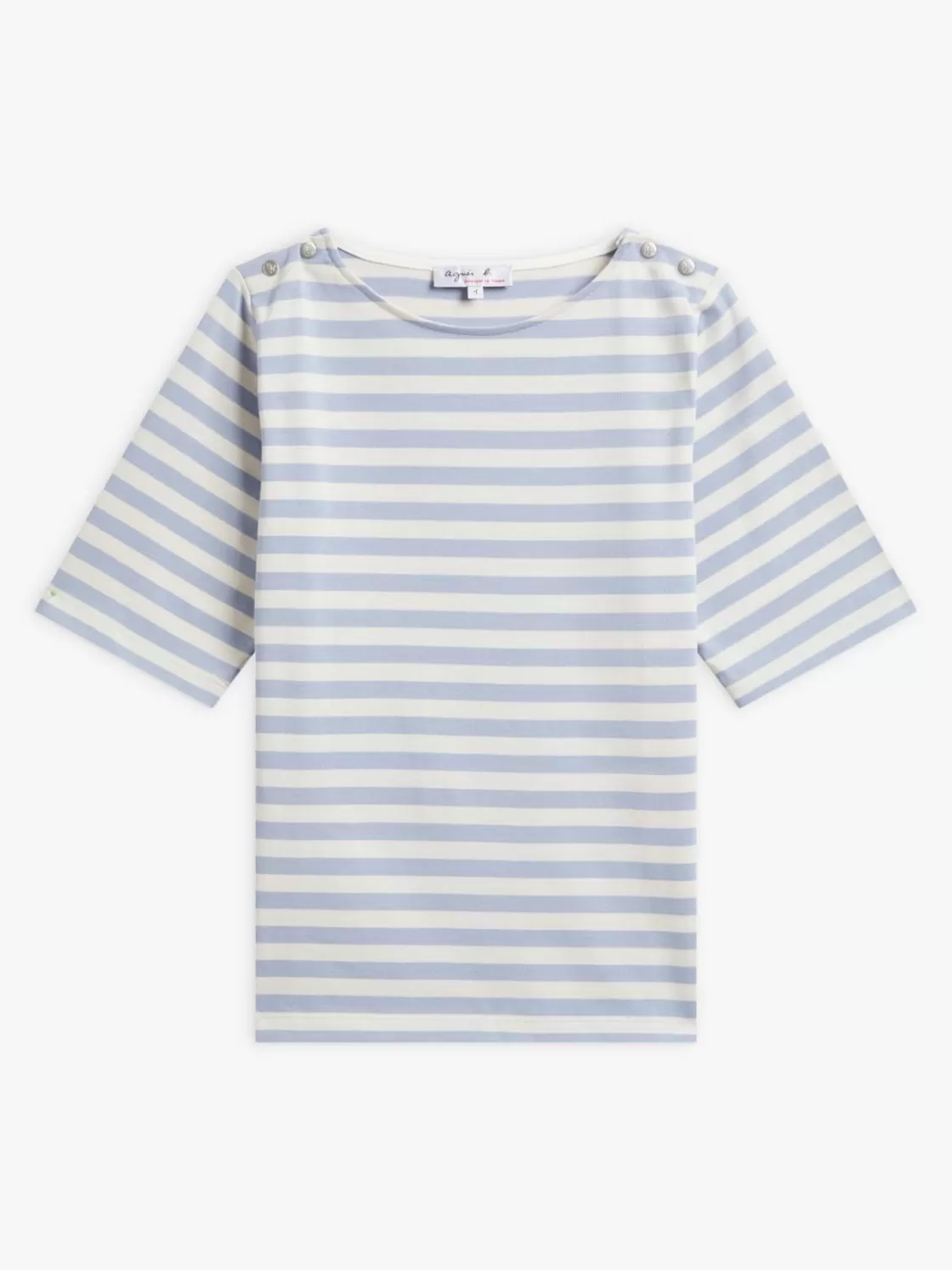 Women agnès b. T-Shirts & Tank Tops<Blue And White Cotton Striped Cancale T-shirt