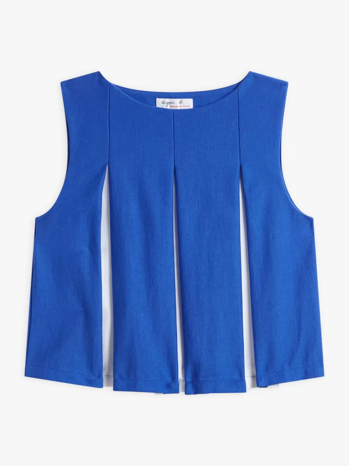 Women agnès b. T-Shirts & Tank Tops<Blue And White Striped Pleated T-shirt In Cotton Jersey