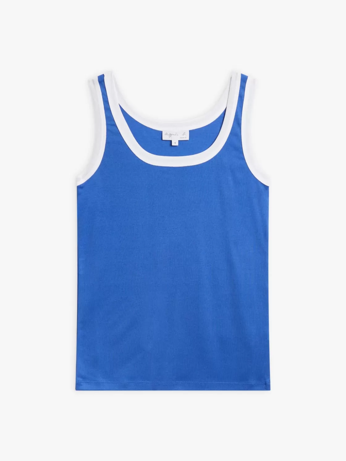 Women agnès b. T-Shirts & Tank Tops<Blue Cotton 1x1 Ribbed Gaston Tank Top