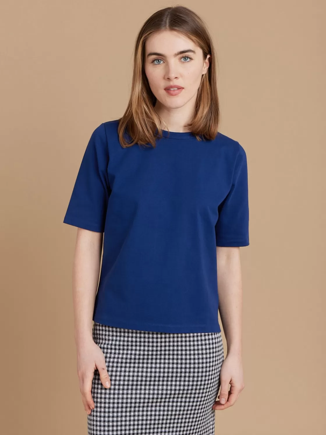 Women agnès b. T-Shirts & Tank Tops<Blue Cotton Elbow-length Brando T-shirt