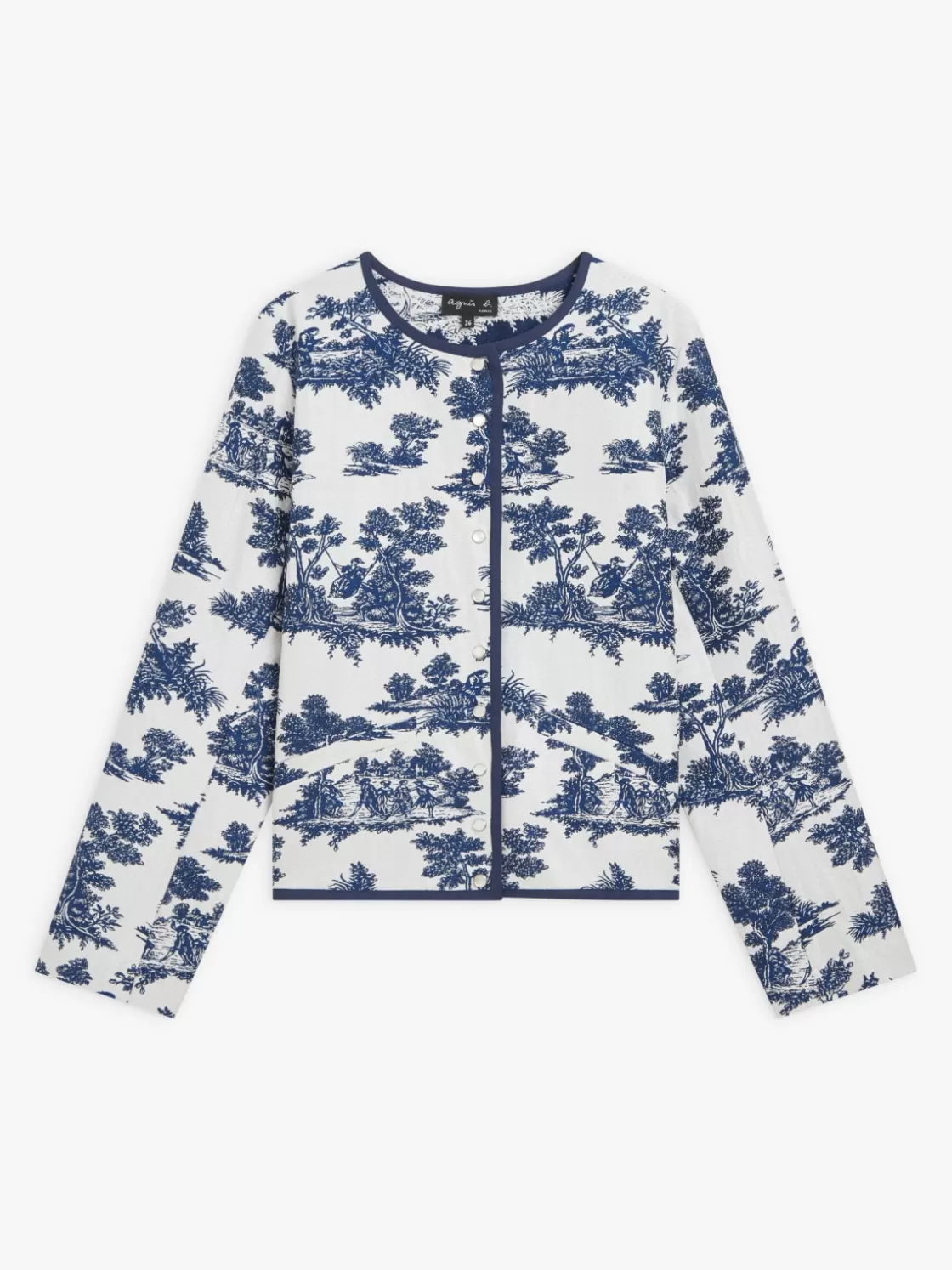 Women agnès b. Jackets & Coats<Blue Cotton Floral Jacquard Jacket