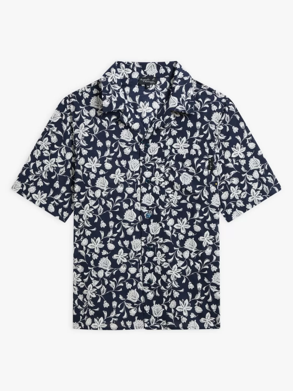 agnès b. Shirts<Blue Cotton Floral Print Magnum Shirt