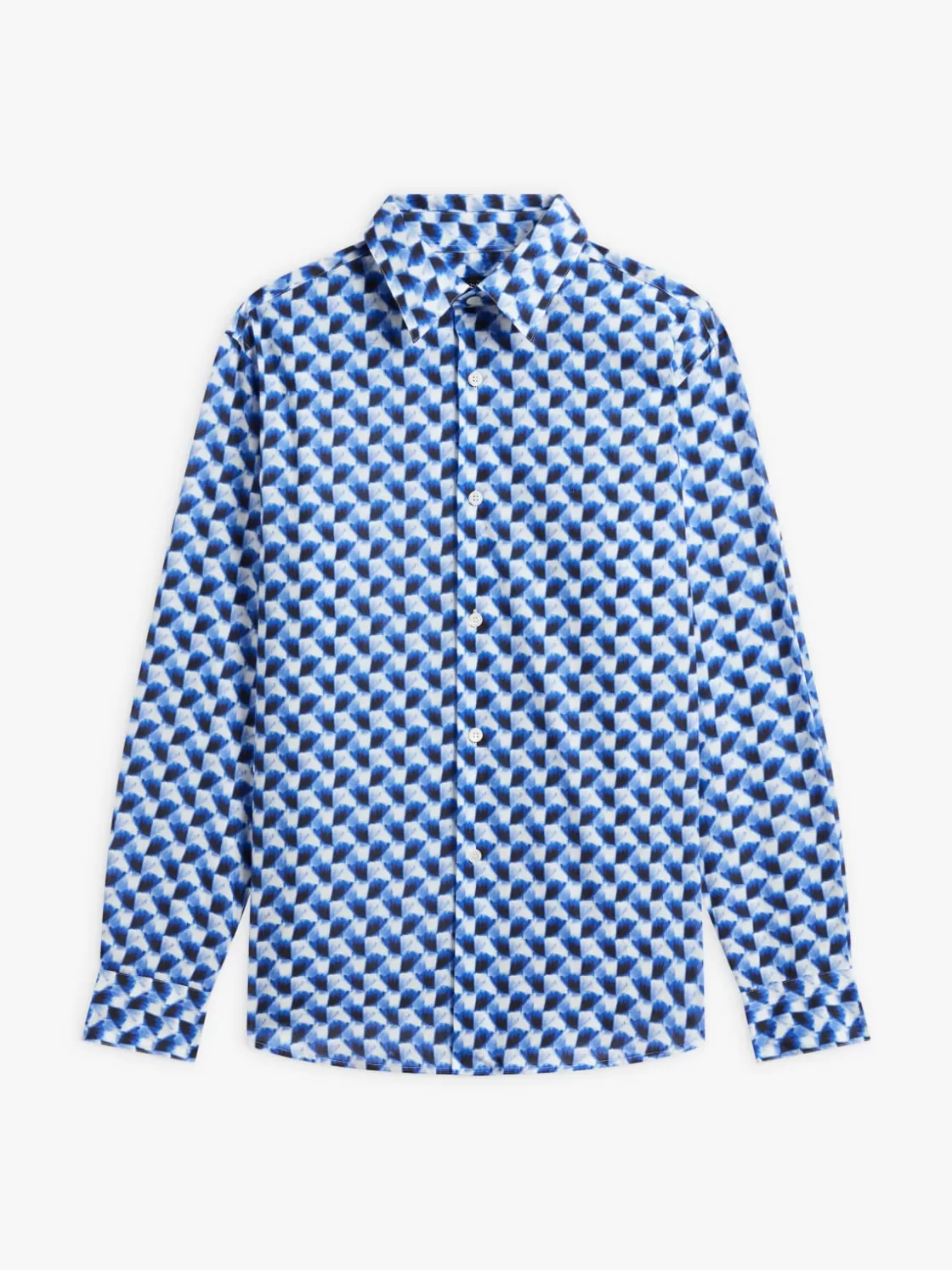 agnès b. Suits | Shirts<Blue Cotton Geometric Print Andy Shirt