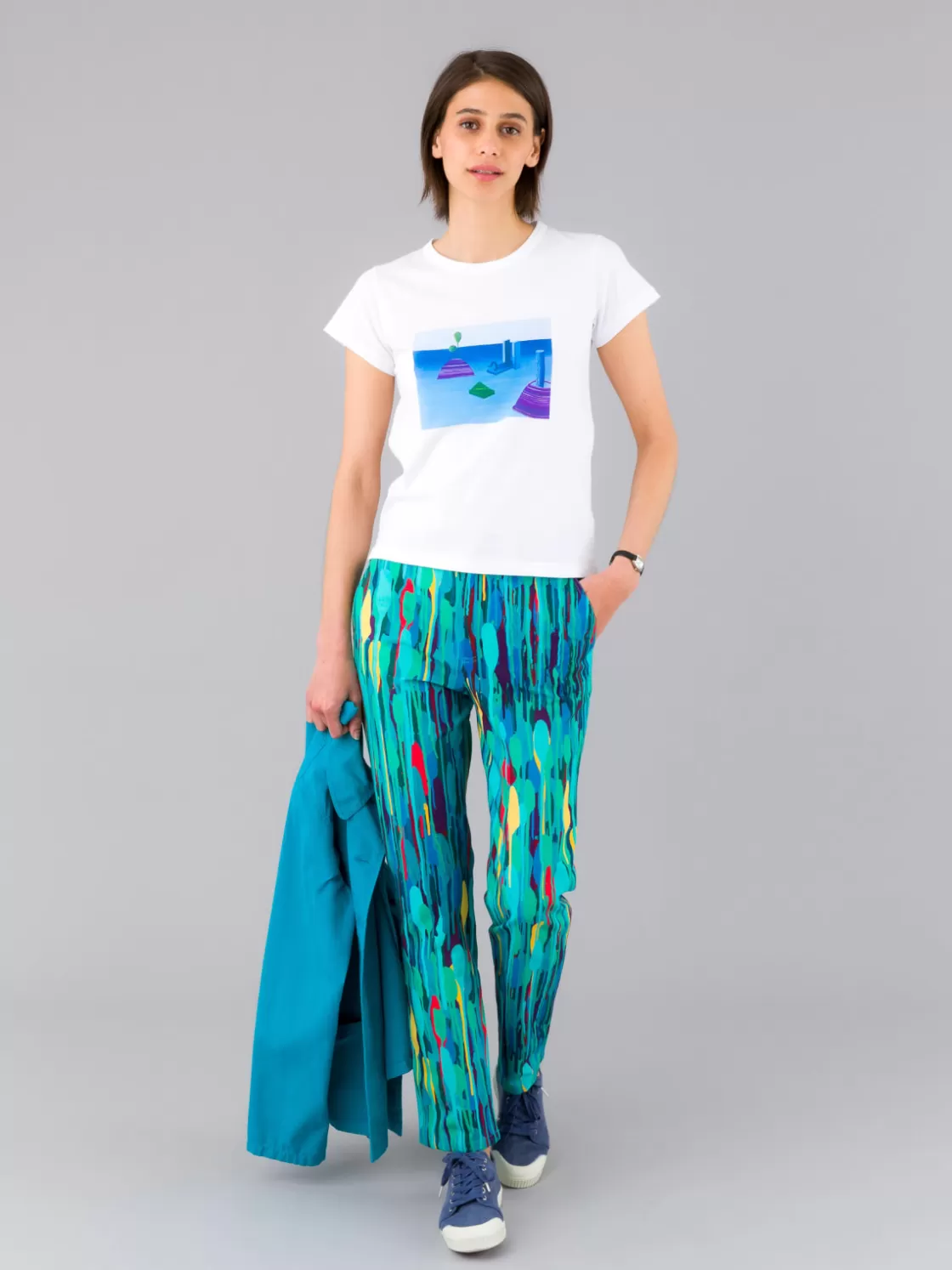 Women agnès b. Pants & Jeans<Blue Cotton Marilyn Jeans With Artist Mambo