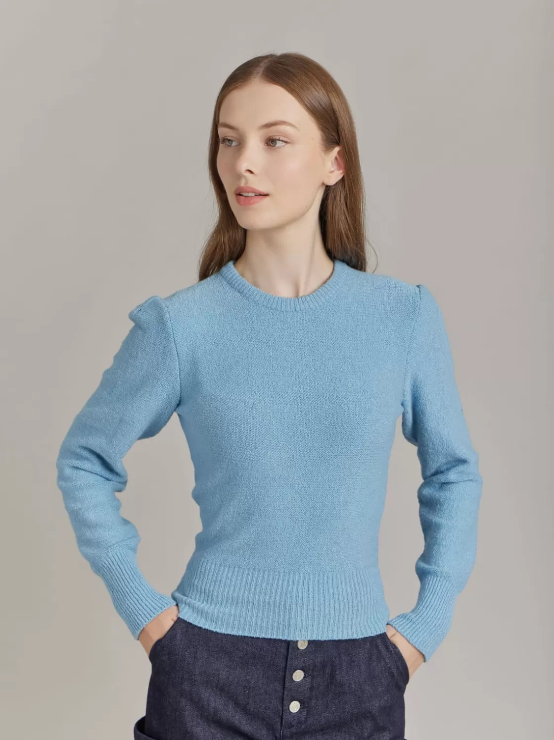 Women agnès b. Sweaters<Blue Cotton Polisson Sweater