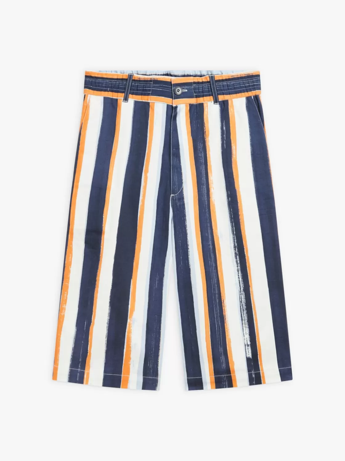 agnès b. Pants<Blue Cotton Vertical Stripes Bermuda Shorts