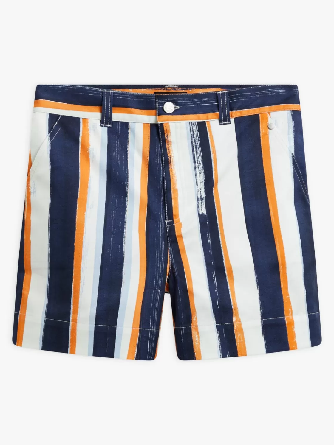 Women agnès b. Skirts & Shorts<Blue Cotton Vertical Stripes Mini Shorts