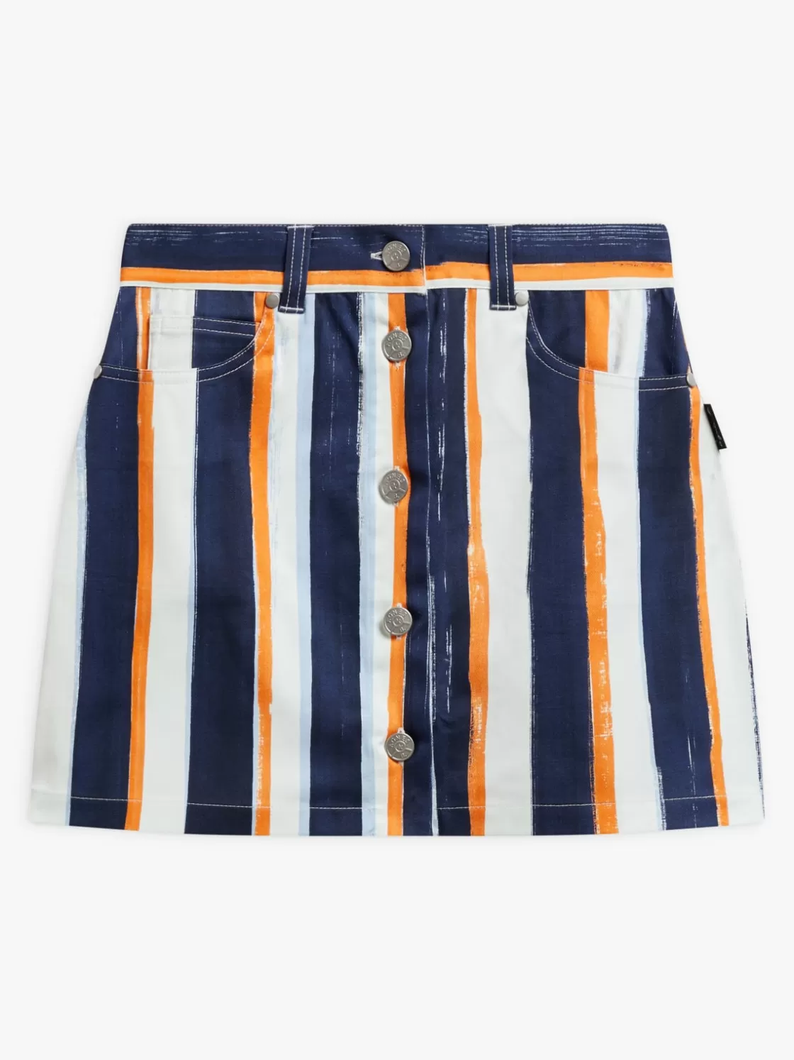 Women agnès b. Skirts & Shorts<Blue Cotton Vertical Stripes Mini Skirt