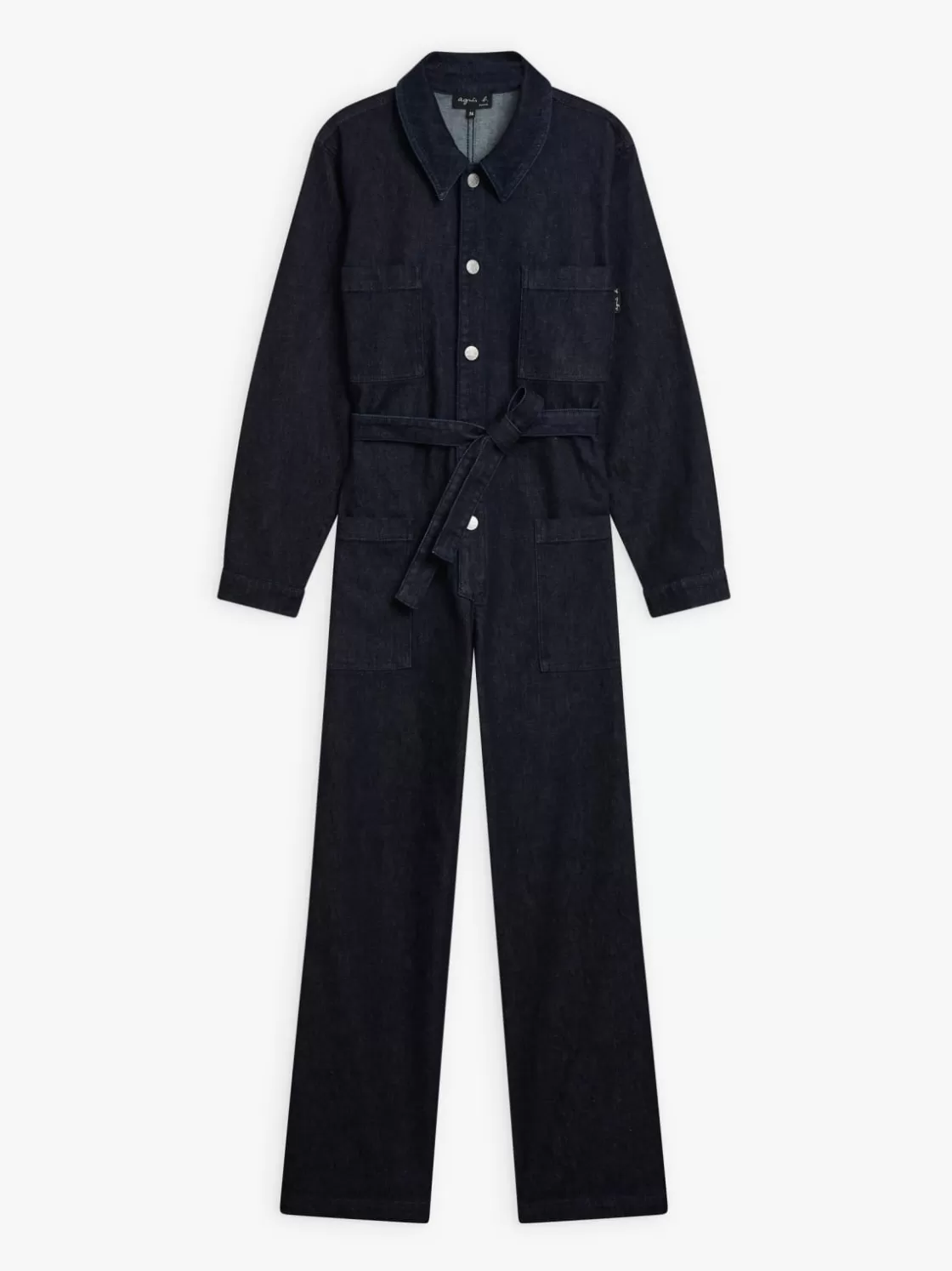 Women agnès b. Pants & Jeans | Jumpsuits<Blue Cotton Bow Jumpsuit