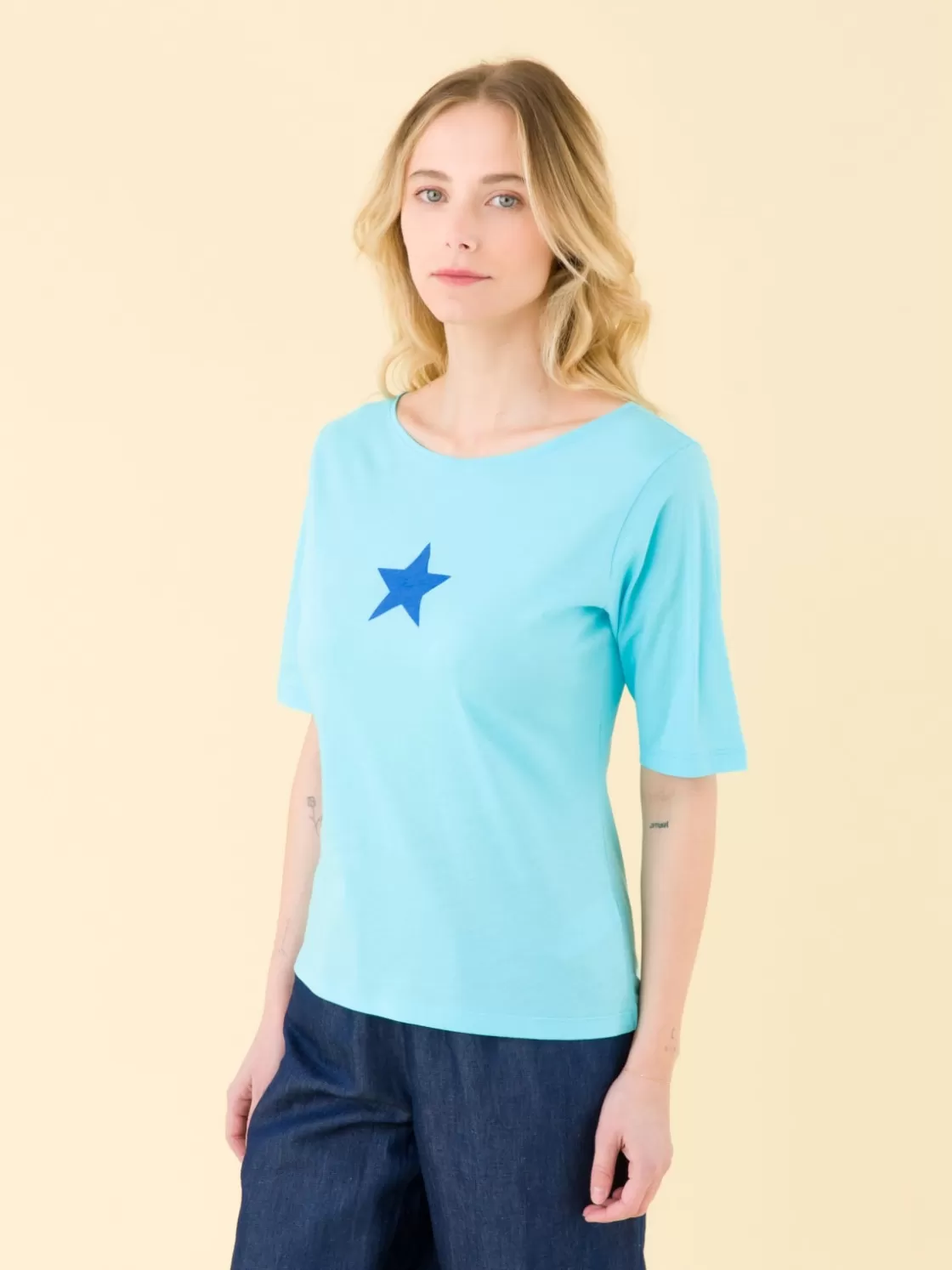 Women agnès b. T-Shirts & Tank Tops<Blue New Bow T-shirt