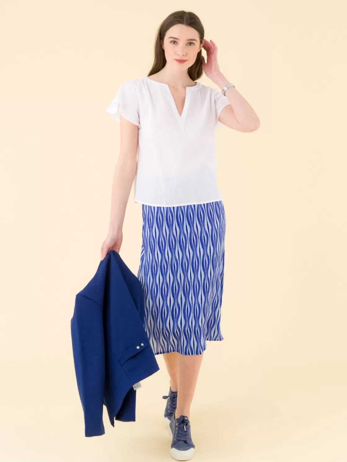 Women agnès b. Skirts & Shorts<Blue Printed Crepe Maxi Skirt