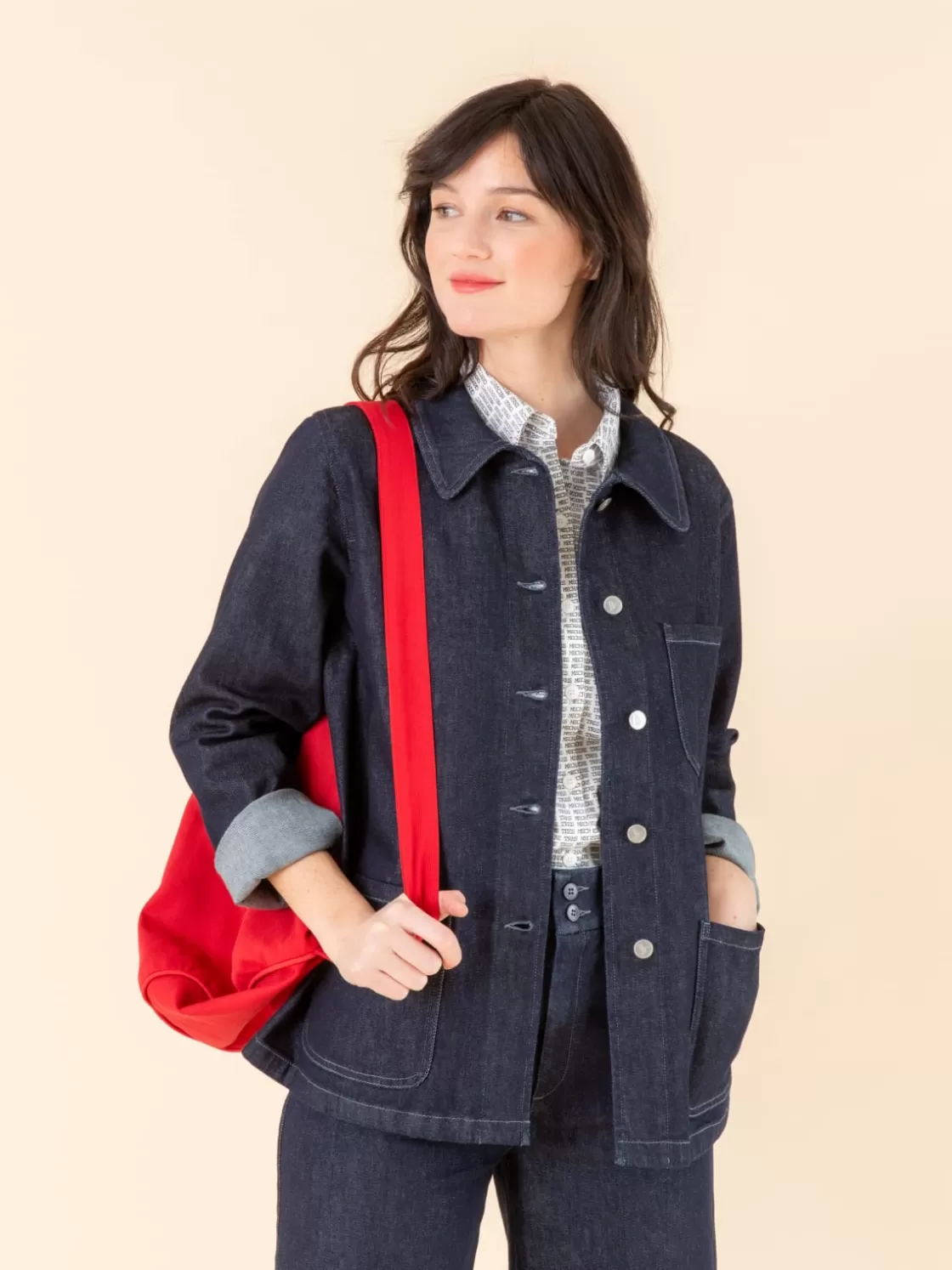 Women agnès b. Jackets & Coats<Blue Raw Sanshui Jacket