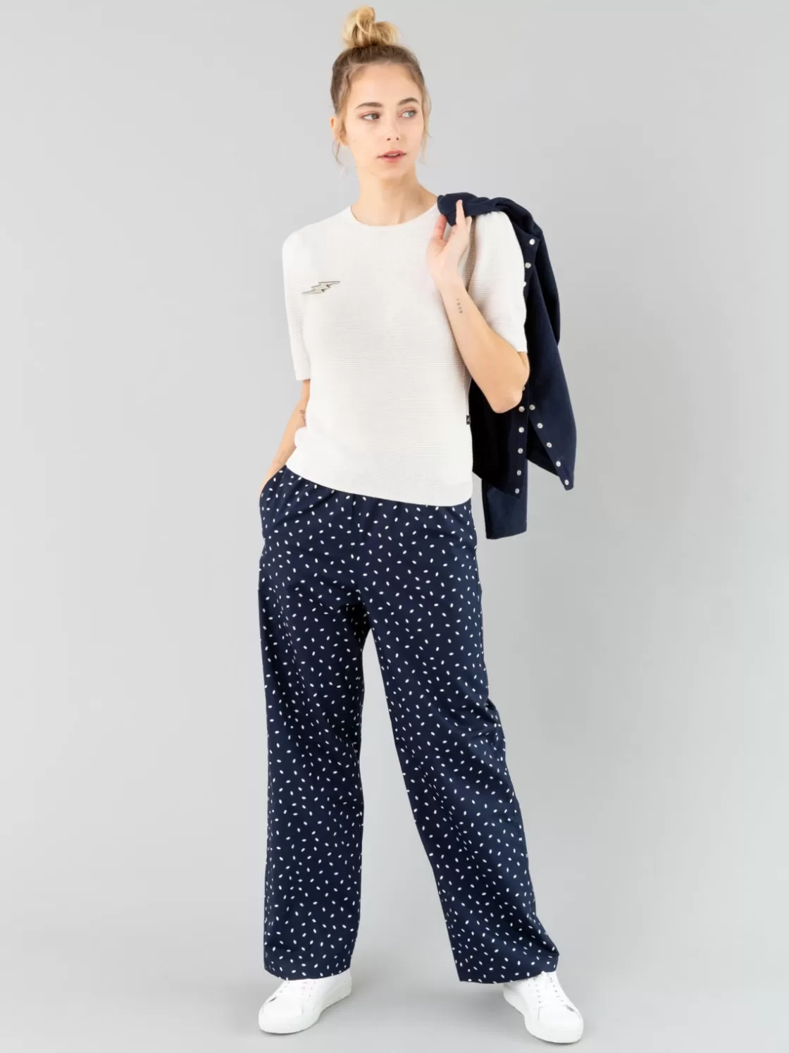 Women agnès b. Pants & Jeans<Blue Rice Grain Print Deon Pants