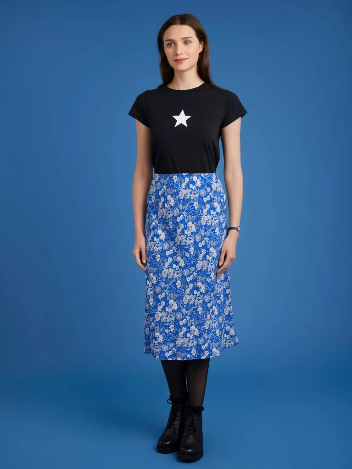 Women agnès b. Skirts & Shorts<Blue Tulip Flower Print Skirt