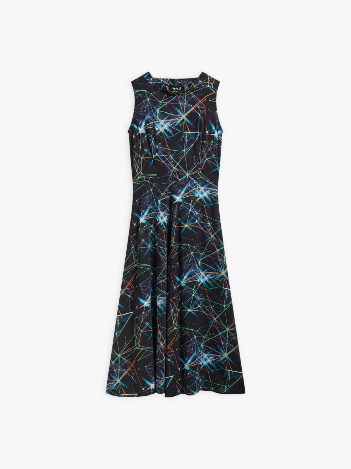 Women agnès b. Artist's Collection | Dresses<Blue Viscose Flared Dress Artist Ikon