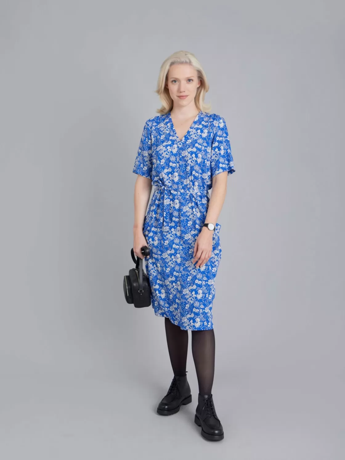 Women agnès b. Dresses<Blue Voile Flower Print Dress