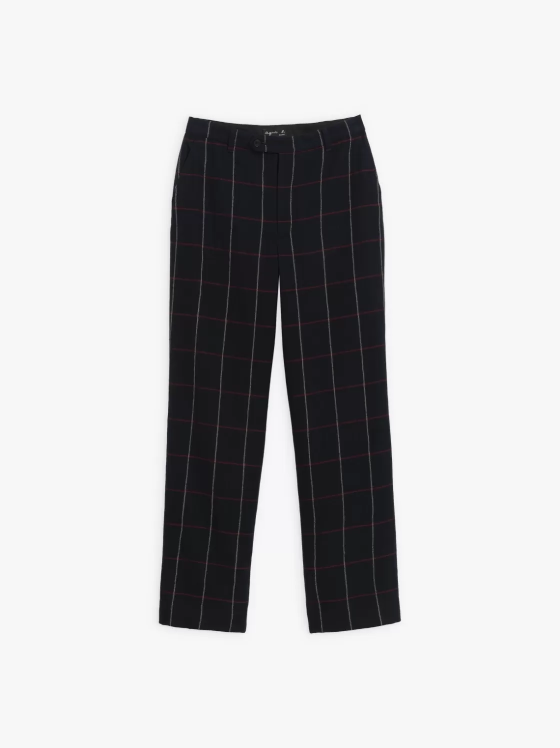 Women agnès b. Pants & Jeans<Blue Wool Garçon Checked Pants