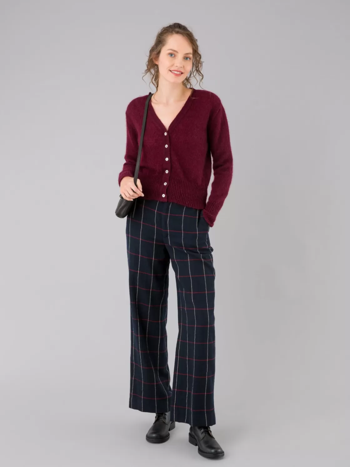 Women agnès b. Pants & Jeans<Blue Wool Garçon Checked Pants