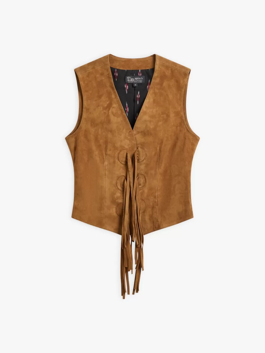 Women agnès b. Jackets & Coats<Brown Lambskin Suede Rocheuse Vest