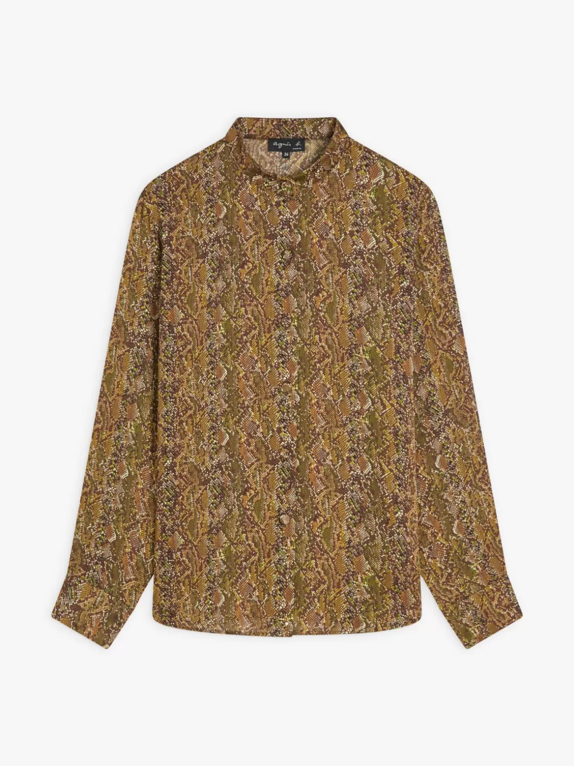 Women agnès b. Tops & Shirts<Brown Snakeskin Print Shirt