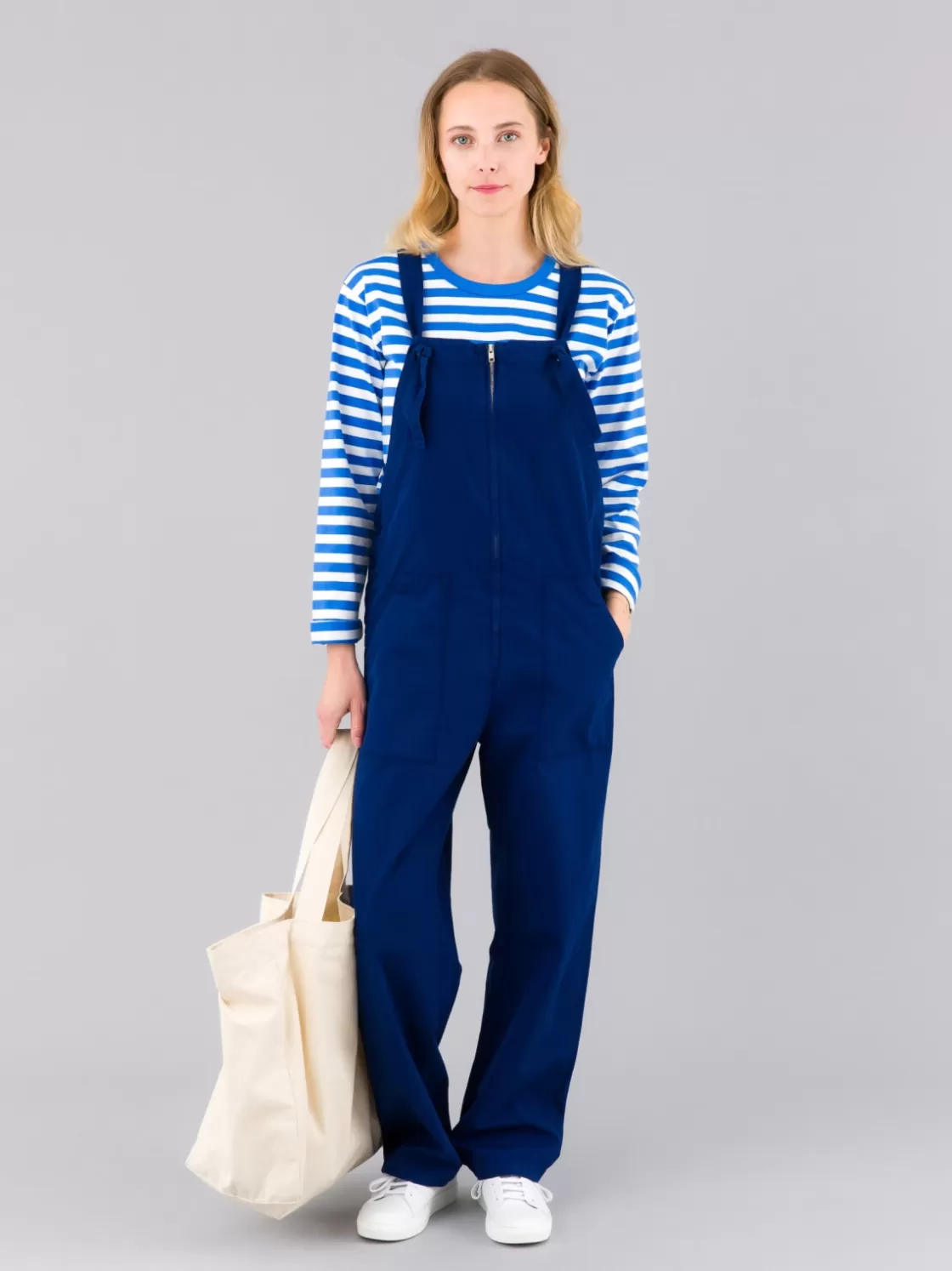 Women agnès b. Jumpsuits | Pants & Jeans<Dark Blue Cotton Canvas Jardinier Overalls