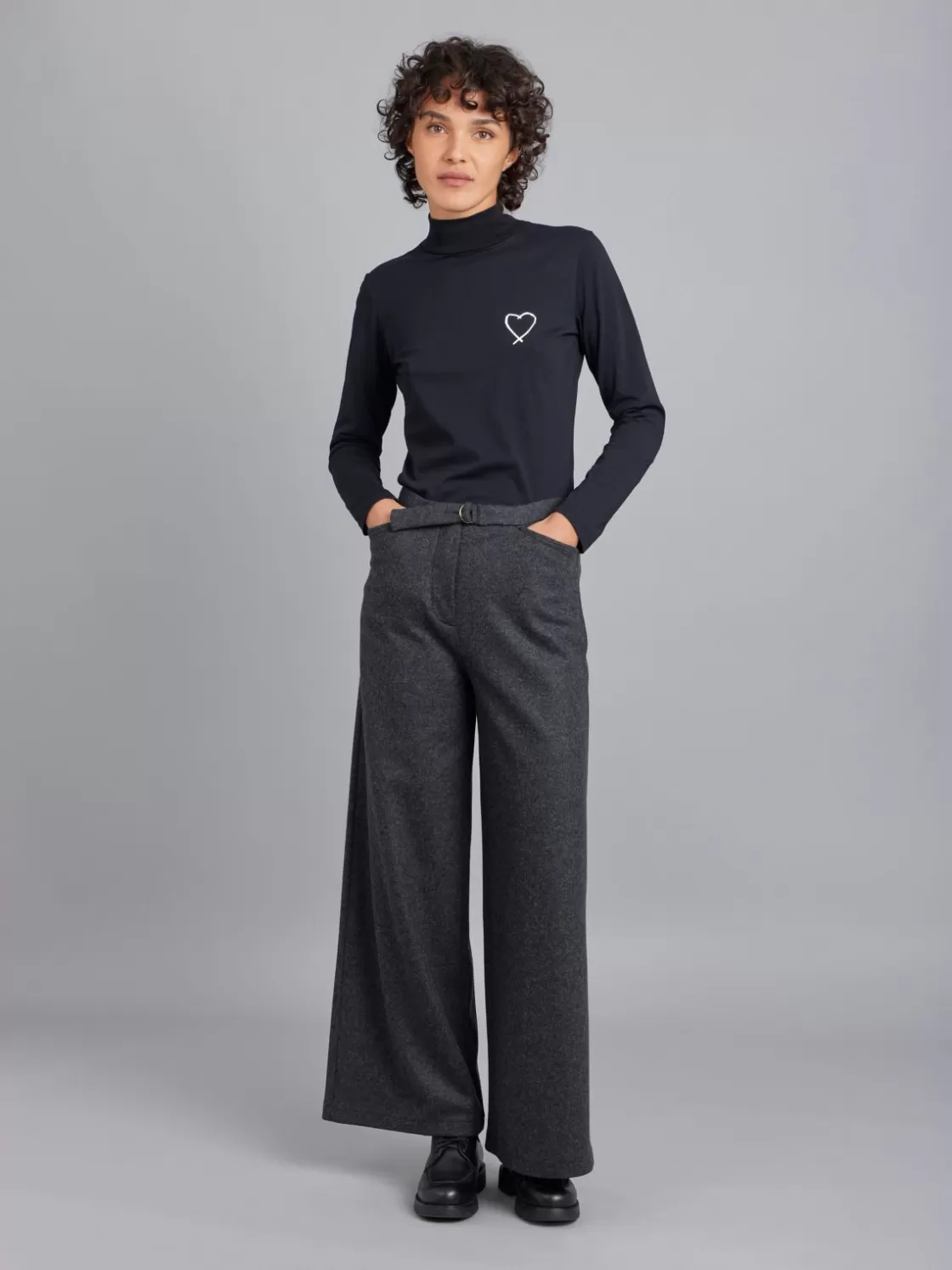 Women agnès b. Pants & Jeans<Dark Grey Wool High-waisted Ylenia Pants