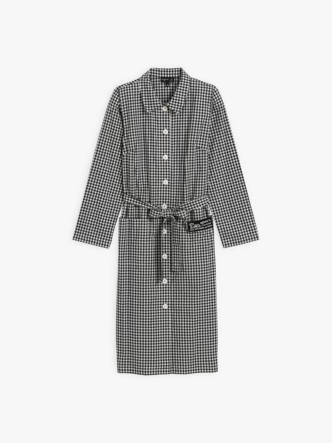 Women agnès b. Dresses<Gingham Check BB Cotton Shirt Dress