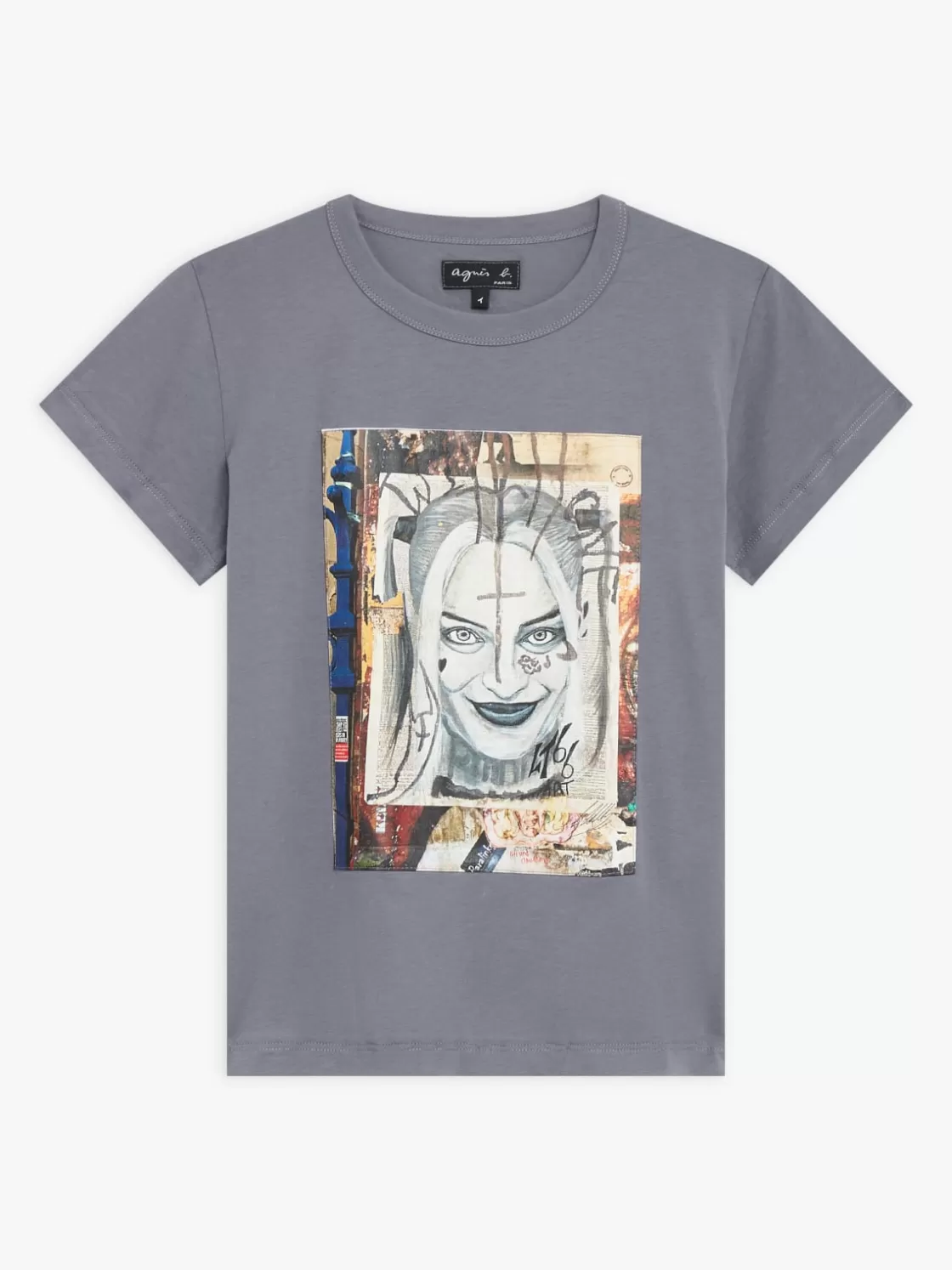 Women agnès b. Artist's Collection | T-Shirts & Tank Tops<Gray Cotton Brando T-shirt With Artist LT66