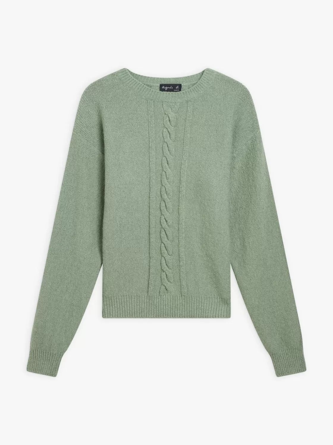 Women agnès b. Sweaters<Green Cotton Topside Sweater